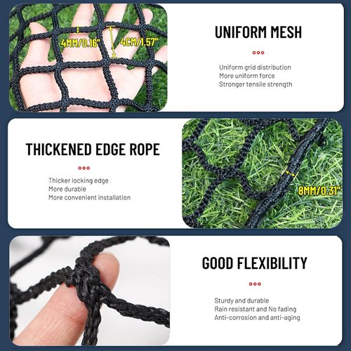 KACQIHTU Safety Net - Knotless Polyester Protection Net for Kids & Pets | Black Baseball Softball Backstop