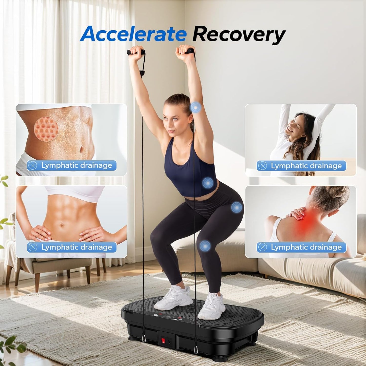 MERACH Vibration Plate - Lymphatic Drainage & Weight Loss Exercise Machine with Bluetooth | Home Workout Equipment