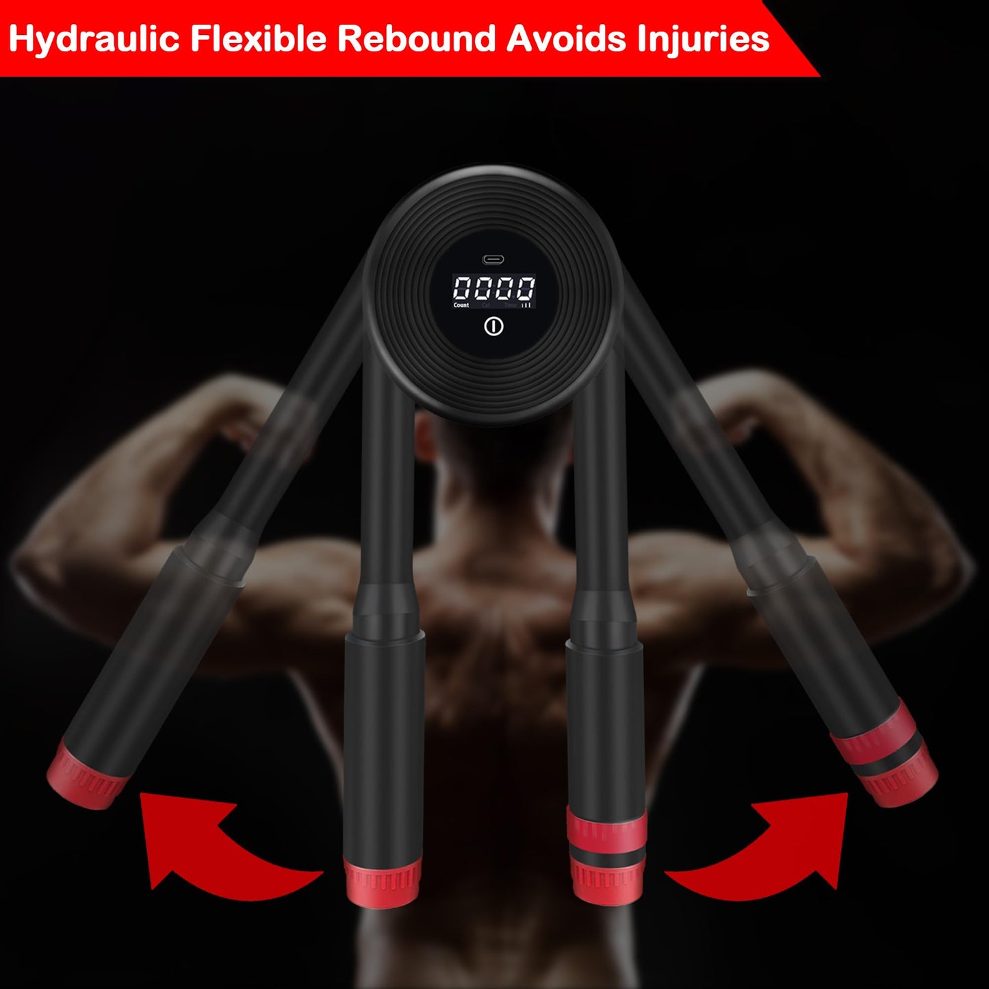 Hydraulic Arm Exerciser 22–440LBS with LED Display – Adjustable Power Chest Workout Equipment for Chest, Arm, Shoulder & Back – Count & Timer Strength Trainer for Men Home Gym