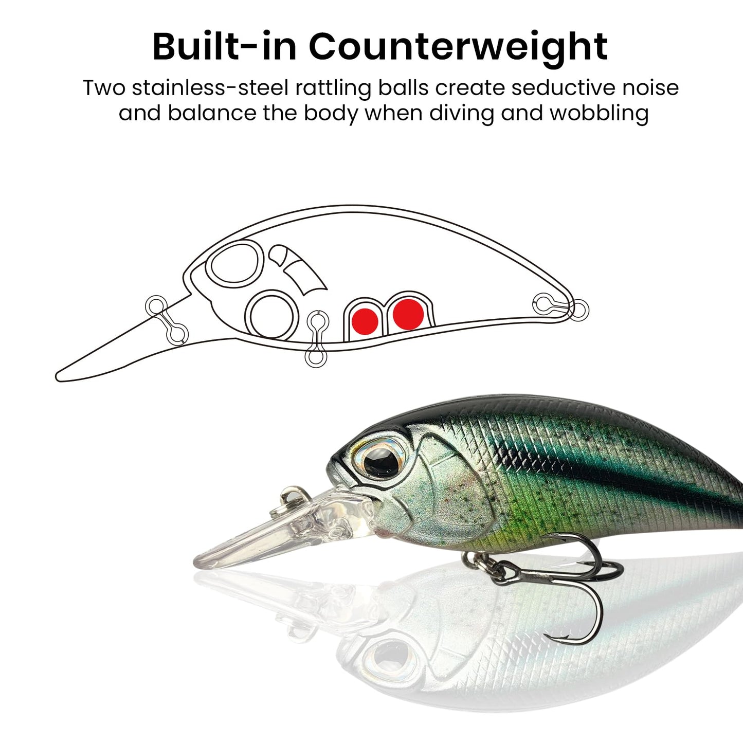 Pristis Lifelike Fishing Plugs for Bass Muskie Walleye, Slow Sinking Swimbaits for Saltwater Freshwater, Shallow Deep Diving Crank Hard Baits Lure Set with Reinforced Treble Hooks for Pike Crappie