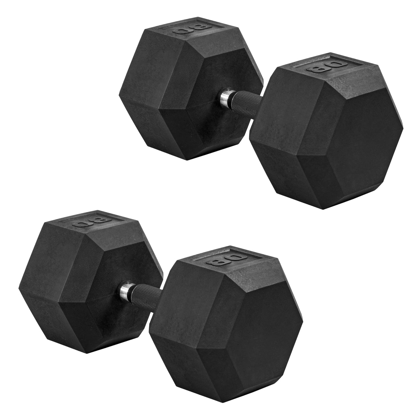 CAP 80 LB Rubber Coated Hex Dumbbell Weight, Rubber Free Weights for Home Gym Strength Training, Comfort Grip Handle, Pair