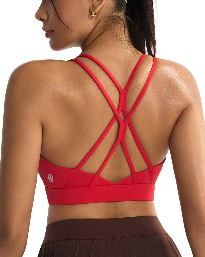 RUNNING GIRL Sports Bras for Women,Strappy Crisscross Back Running High Impact Sports Bra with Removable Cups(2310Deep Red_M)