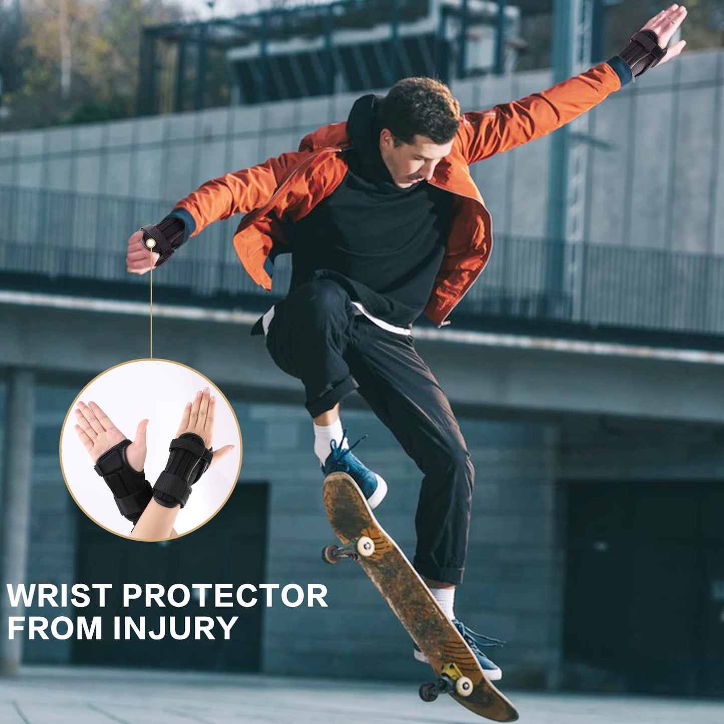 Wrist Guard, Wrist Support for Roller Skating Snowboarding Skateboarding , Protective Gear Wrist Brace for Adults/Kids/Youth (1 Pair)