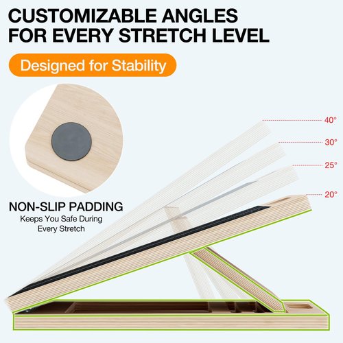 TEMI Slant Board for Calf-Stretching - Wooden Incline Wedge Stretcher for Squats, Foot & Ankle Mobility, Portable Fitness Equipment, Balance Block for Heel Stretch
