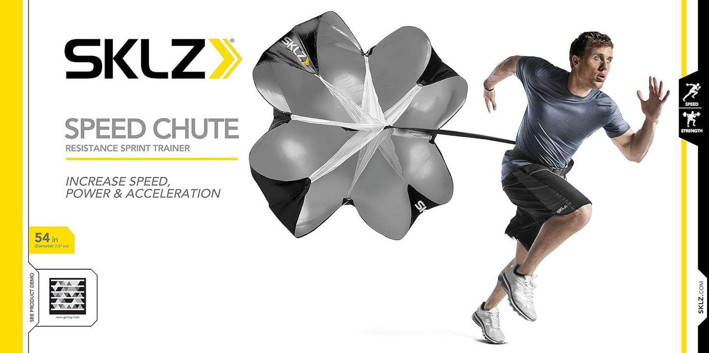SKLZ Speed Chute - Resistance Parachute for Enhanced Speed & Acceleration Training | Grey/Black, 54-Inch