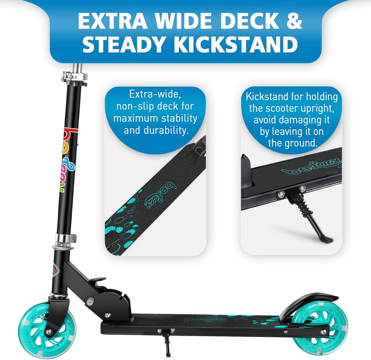 BELEEV V1 Kick Scooter for Kids - 2 Wheel Folding Design with Adjustable Height & Light Up Wheels | Ages 3-12