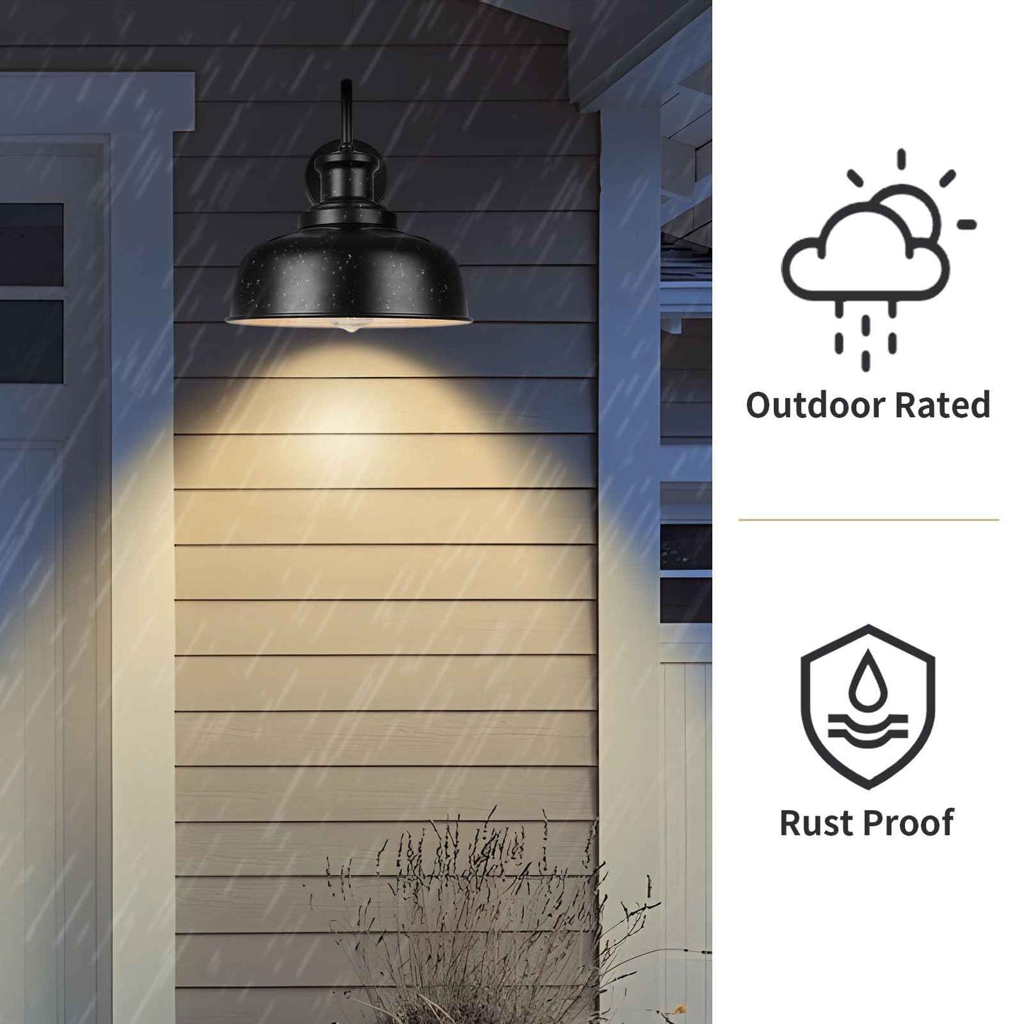 Diyel Solar Barn Light for Outside, Dusk to Dawn Gooseneck Outdoor Wall Lights Solar Powered, Farmhouse Exterior Wall Sconce, Industrial Outside Lighting Fixture, Rustic Lantern for Garage, Barn, Shed