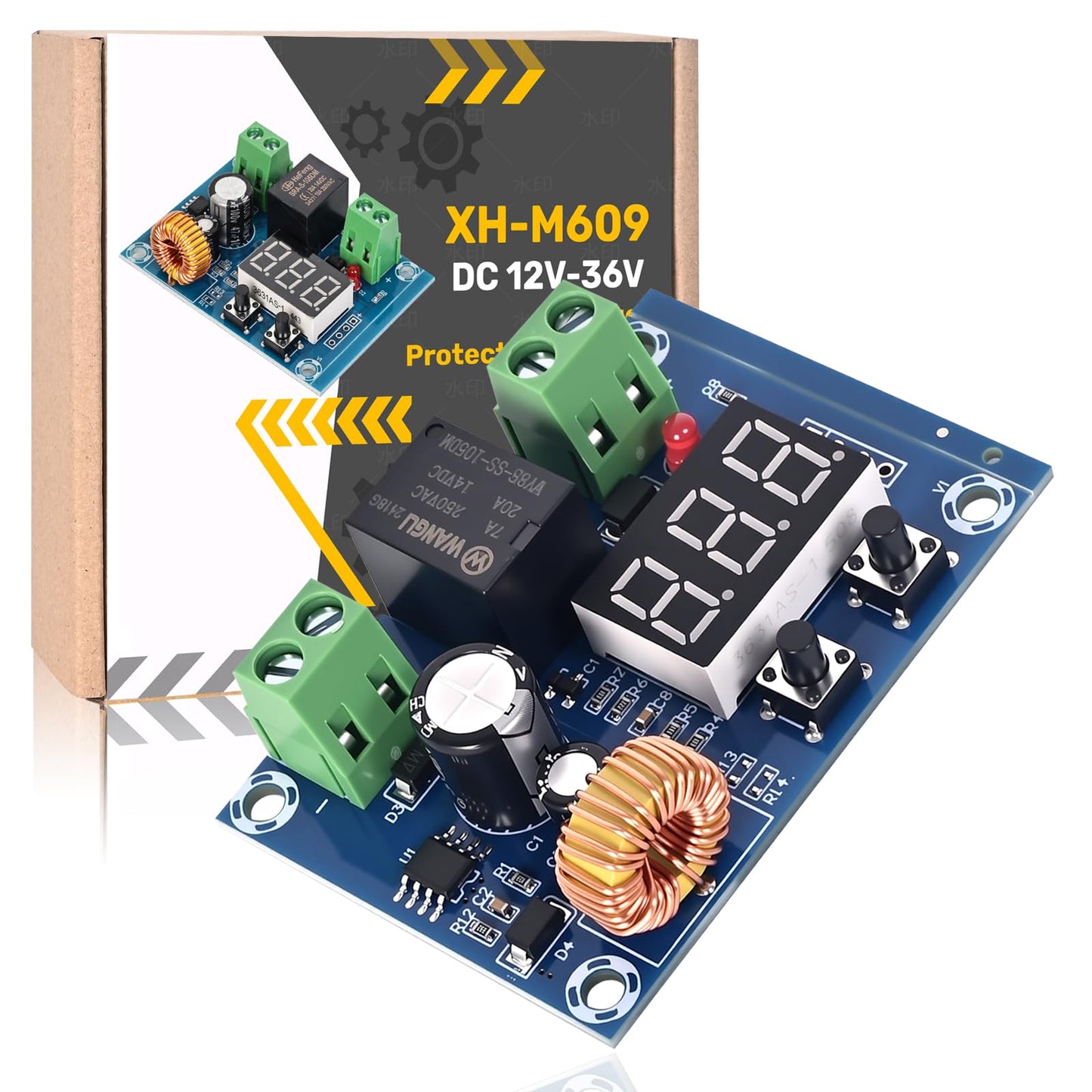 SELOKY 2pcs 12V-36V DC Digital Low Voltage Protector Disconnect Switch Cut Off Over Discharge Protection Module for Lead Acid Lithium Battery Solar Panel Lighting System