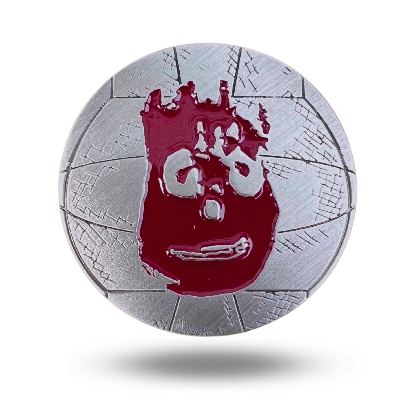 Full Metal Markers Wilson Volleyball Cast Away Unique Magnetic Metal Golf Ball Marker Accessory with Hat Clip for Men and Women (1 Ball Marker + 1 Hat Clip)