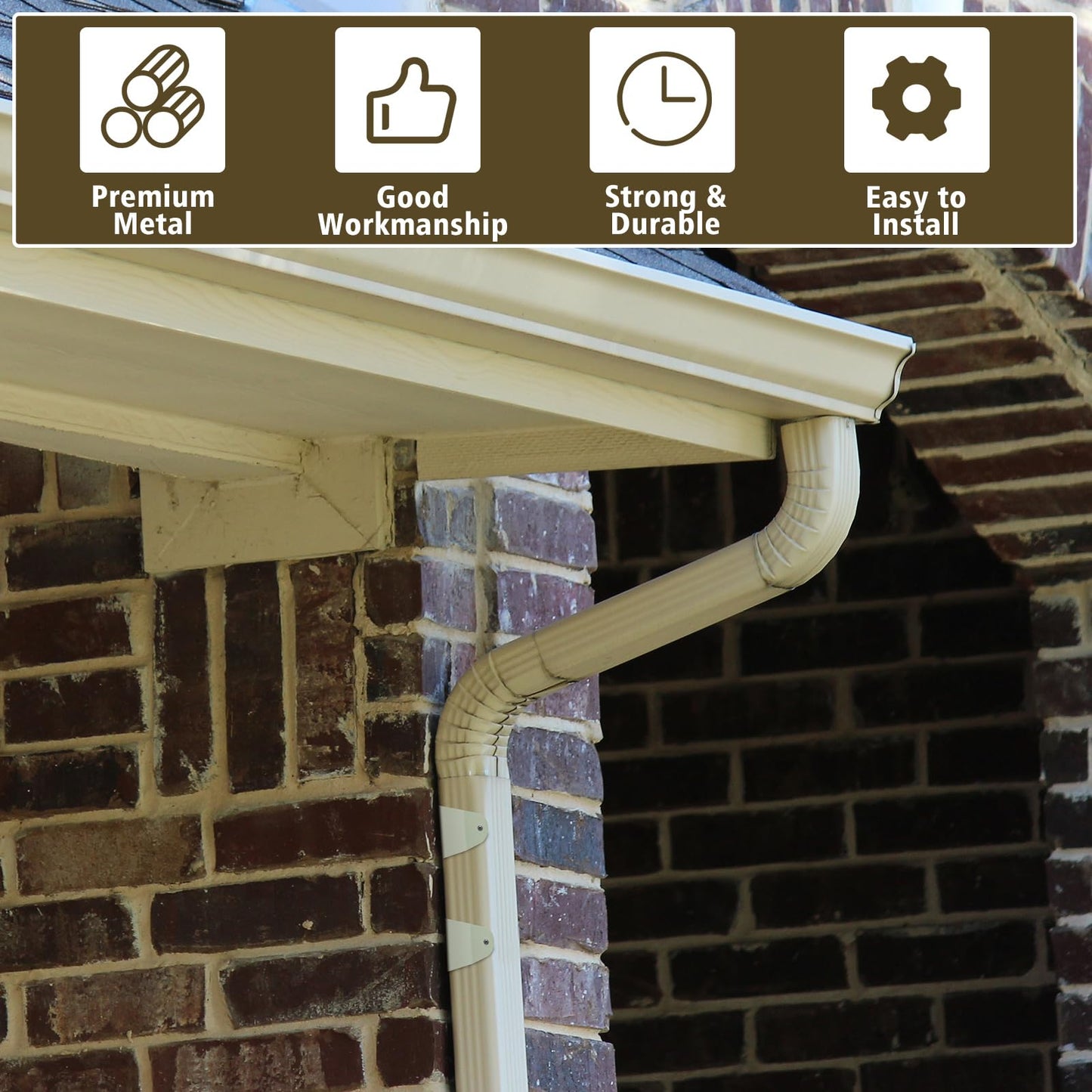 Shimeyao 4 Pcs Gutter Downspout Straps 2 x 3 Inch Downspout Pipe Clip Hidden Bracket, Aluminum Rain Gutter Straps for Secure Wall Mounting