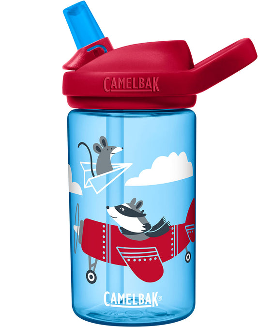 CamelBak Eddy+ Kids Water Bottle with Bite Valve Straw, Leak Resistant Easy Sip Design for Everyday Hydration, 14oz, Airplane Bandits