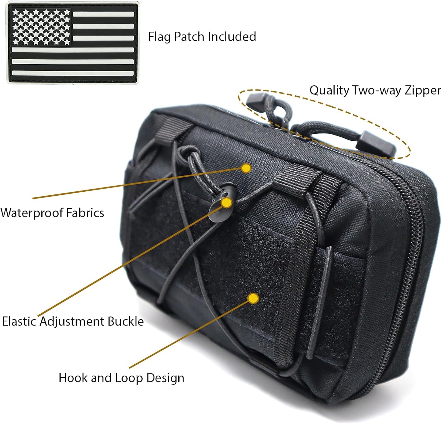 Skiennix Tactical Molle Admin Pouch - Compact Utility EDC Tool Bag | Small Waist Pack for Phones & First Aid