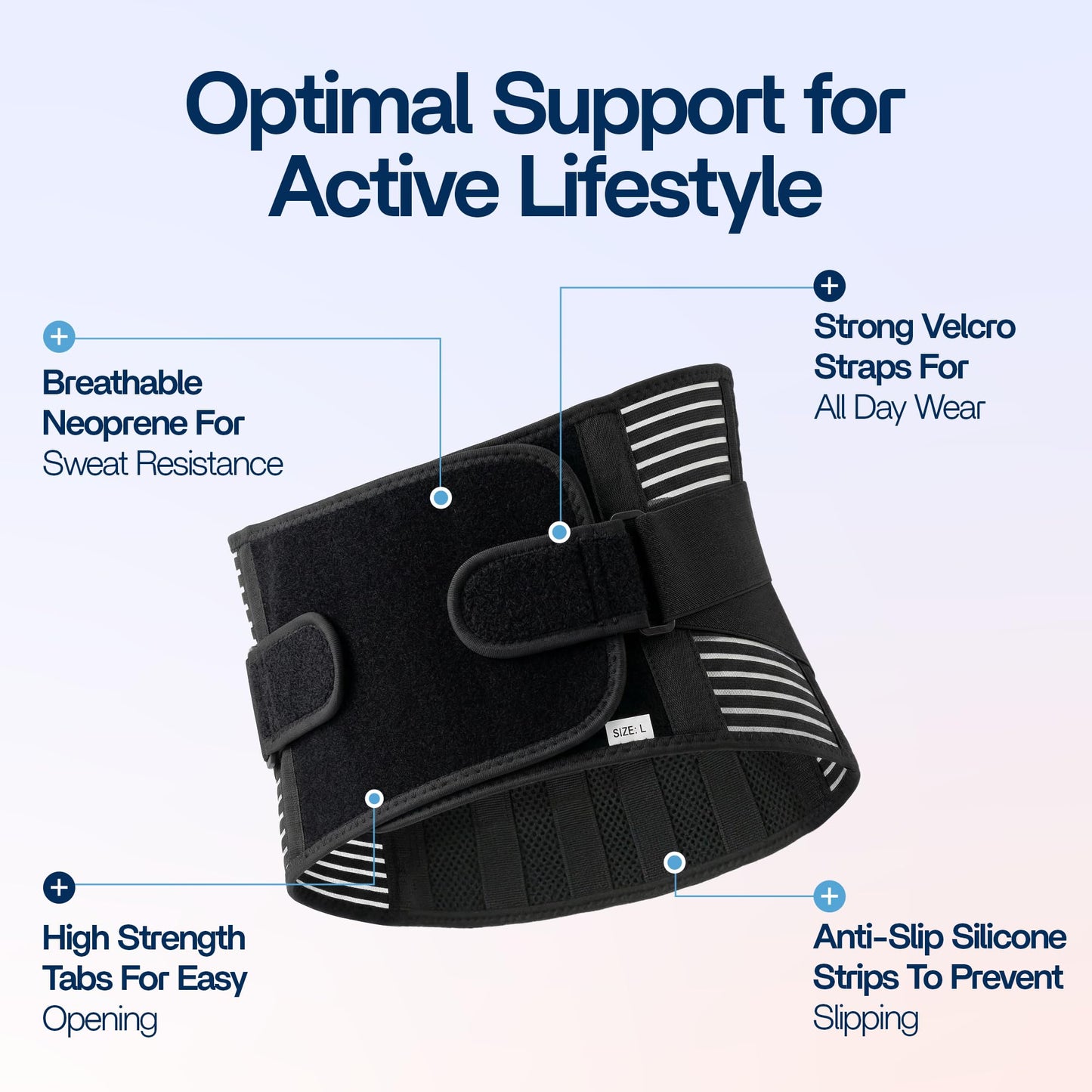Back Brace for Lower Back Pain Relief | Sciatica Lumbar Support Belt for Men & Women, Adjustable Back Support Brace for Work & Daily Use, All-Day Comfort & Heavy-Duty Compression (Medium (33-37.9"))