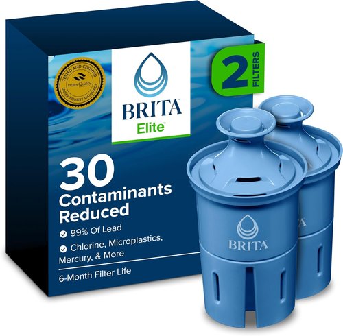 Brita Elite Water Filter Replacements - NSF Certified to Remove 99% of Lead - 2 Count, Blue