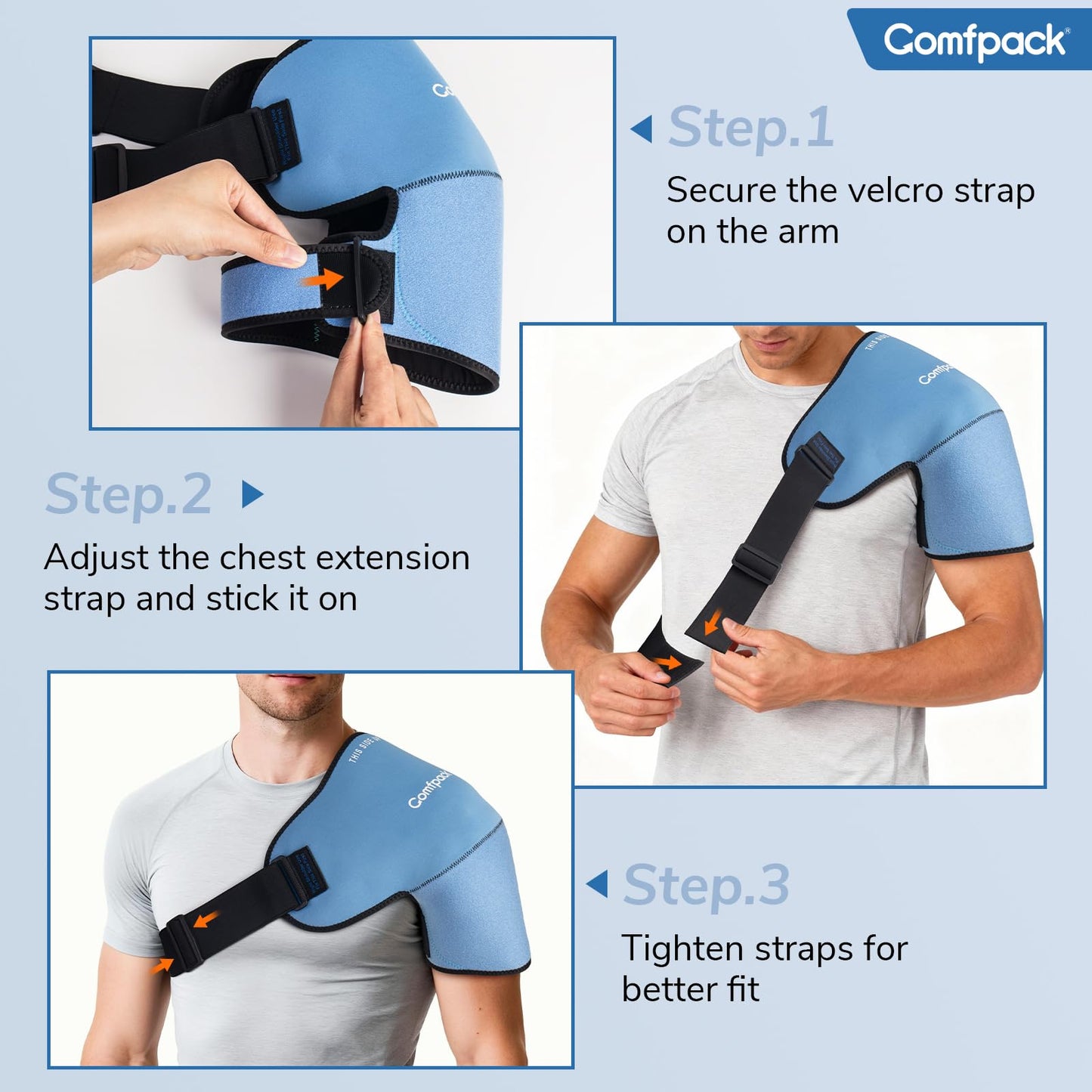 Comfpack Shoulder Ice Pack Wrap, Shoulder Brace Compression Sleeve for Rotator Cuff and Arm, Cold Therapy Wrap for Injuries, Bursitis, Tendinitis, Surgery Recovery, Easy to Put On & Take Off
