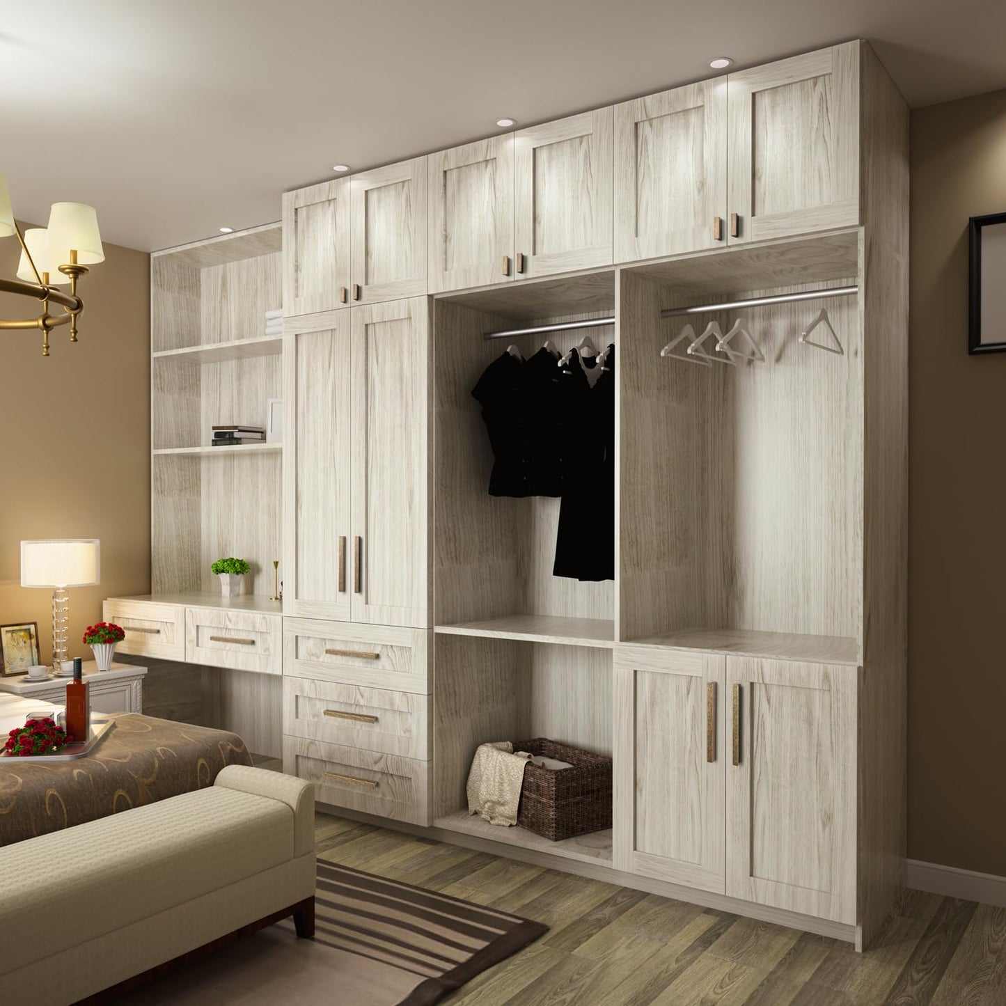 Goo-Ki Cabinet Handles 12 PCS - Antique Brass Drawer Pulls 7-1/2 in (192mm) Hole Centers - Tilted Solid Drawer Handles for Kitchen Cabinet Pulls - Finger Pull 4402-GT-192