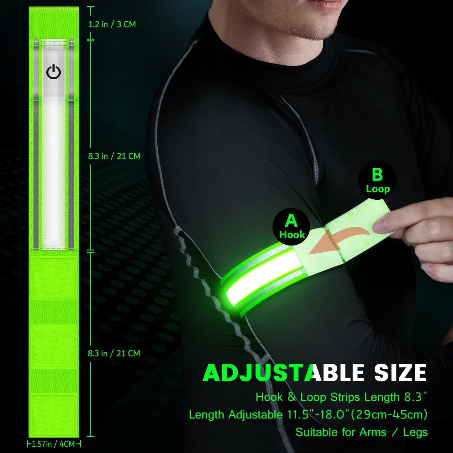 Fokia Kunbio Light Up LED Armband for Running Walking at Night,Reflective Arm Bands for Runners,Rechargeable Jogging Lights,High Visibility Night Running Safety Gear Adjustable Running Women Men Kids