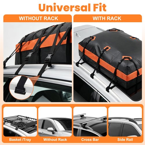DUMOS Car Rooftop Cargo Carrier 20 Cubic Feet, Car Roof Waterproof PVC Bag, with Anti-Slip Mat,Combination Luggage Lock, Reinforced Straps & Door Hooks,Fit Vehicles with/Without Roof Racks