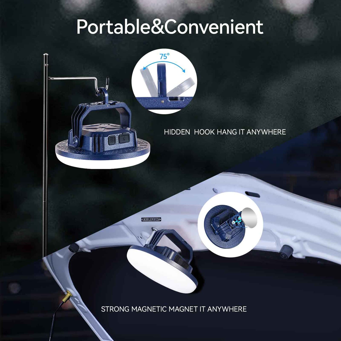 VAVOFO 42W LED Camping Lantern Rechargeable, 4000LM,180 LED with 3 Lighting Modes, 10,000mAh Portable Tent Light with Magnet, IP65 Waterproof for Emergencies , Power Outages,Hurricane (Blue)