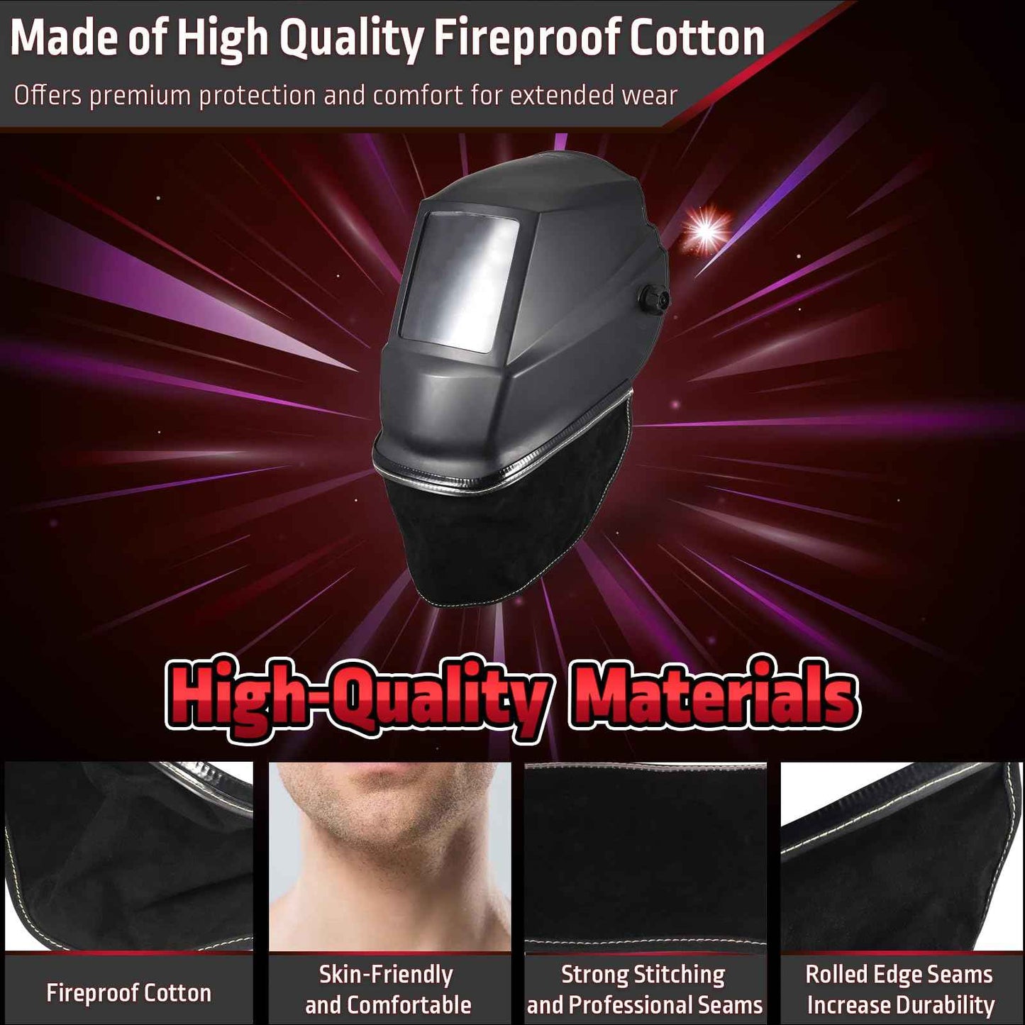 MATINA Welding Helmet Cover, Welding Hood Accessories for Full Frontal Neck Coverage, Welding Helmet Accessories Extended FR Cotton with Press Fit Seal, Compatible with Most Welding Helmets