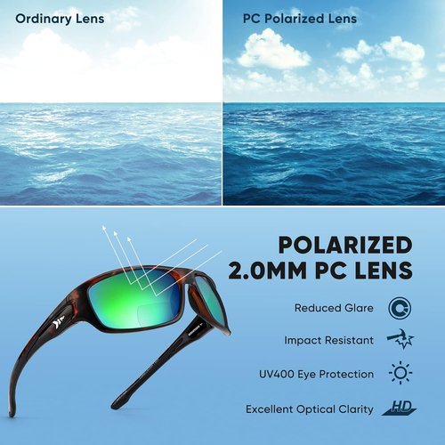 KastKing Ellijay Bifocal Polarized Sunglasses - Sport Wrap Design | Magnifications x1.5, x2.0, x2.5