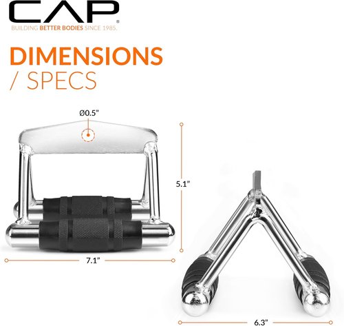 CAP Cable Machine Attachments - Versatile LAT Bars, Triceps Bars, Handles & Ropes | Multiple Styles & Sizes