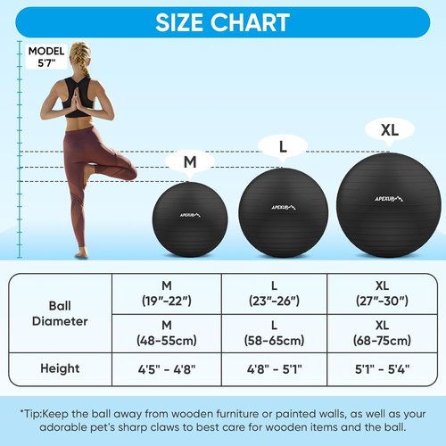 APEXUP Yoga Ball 65cm (L 23"-26") - Adjustable 20lbs Weighted Vest for Men with Reflective Stripe