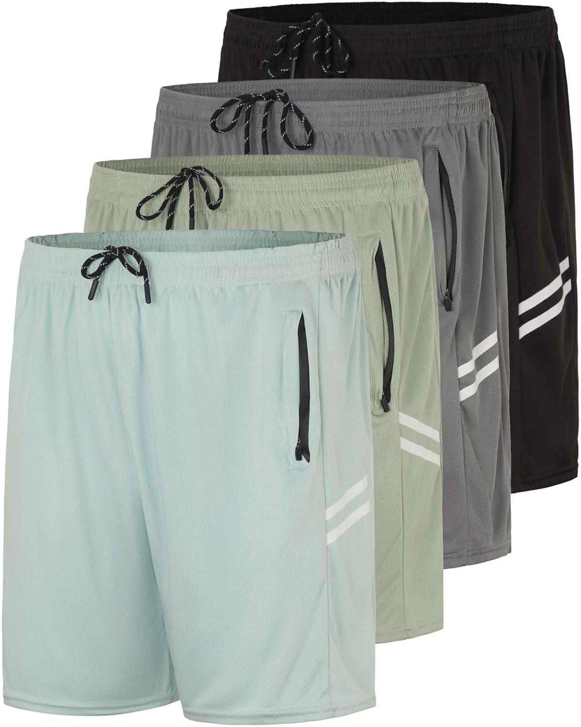 Real Essentials Men's Mesh 7" Athletic Zipper Shorts - Comfortable Workout & Gym Wear | Big & Tall Sizes Available