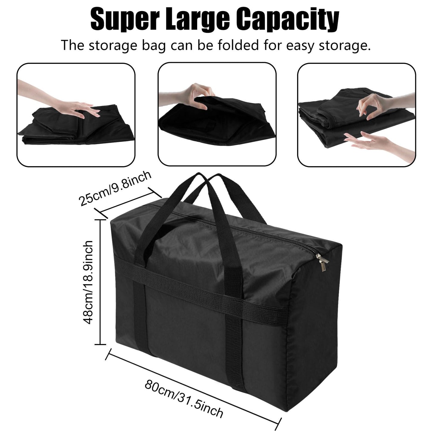Kvoike Extra Large Moving Bags with Strong Zippers, Storage Bags with Carrying Handles, Duffle Bag Packing Bags for Moving, Storage, Travel and Camping, Storagebag Totes for Space Saving