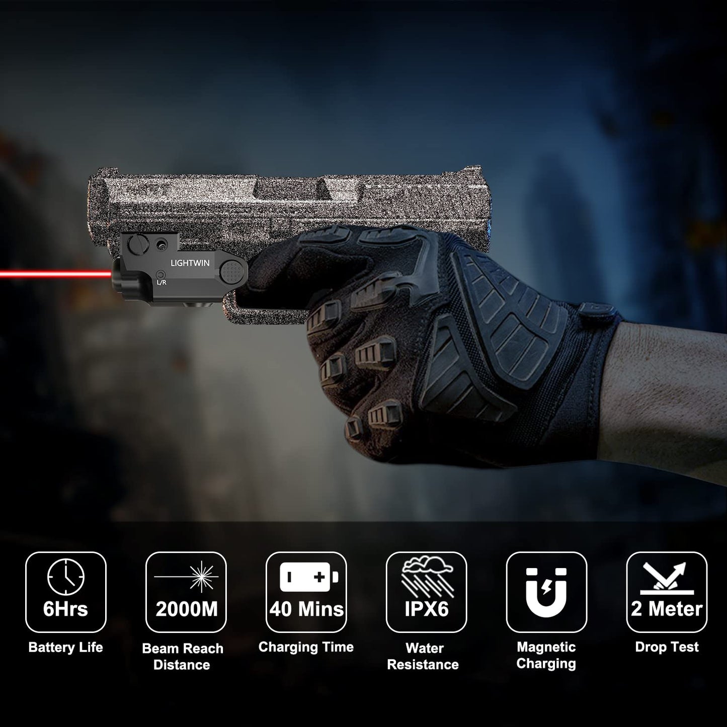 LIGHTWIN Red Laser Sight, Aluminum Ultra Low Profile Compact Picatinny Mount Red Dot Sight, Strobe Mode Available, Magnetic USB Rechargeable Red Beams for Taurus G2c G2s G3 G3c