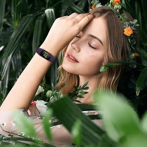 TopPerfekt Slim Bands Compatible with Fitbit Charge 6 Women Men, Adjustable Soft Silicone Sport Replacement Watch Band Straps Wristbands Bracelet for Charge 5 (3-Deep purple/Steel blue/Off-white)