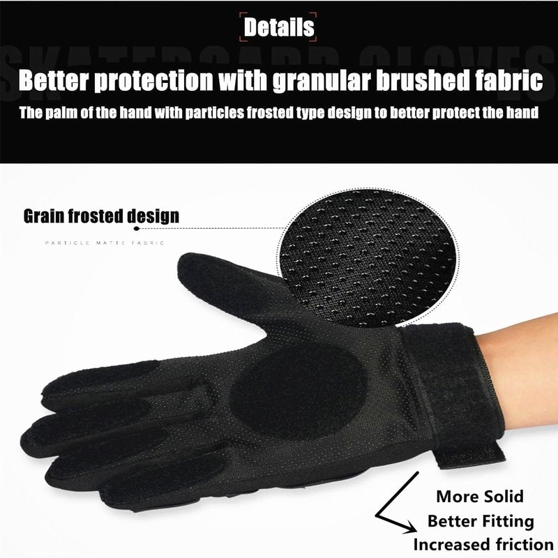 WENGINS Skateboard Gloves, Skateboard Gloves with Sliders, Longboard Downhill Slide Outdoor Skate Gloves, 3 Slider Available Suitable for Beginner Advanced Players (Black Set)