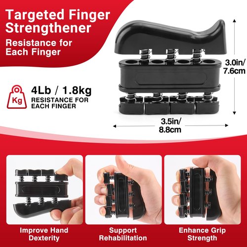 Grip Strength Tester & Trainer by Tilcore - Rechargeable Hand Grip Dynamometer with Hand Grip Strengtheners, Hand Grip Exerciser, Resistance Band, Finger Press, Grip Ball, & Ring Grip For Men & Women