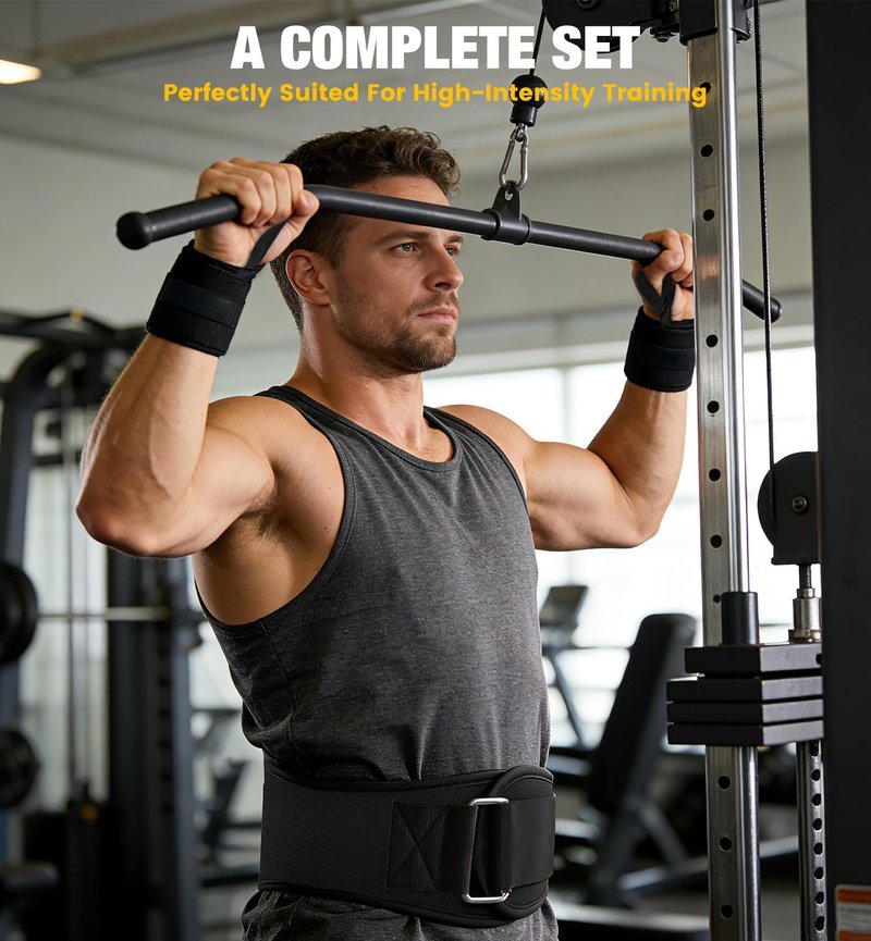 Weightlifting Belt & Wrist Wraps Combo - Auto-Lock Weight Lifting Belt 6.5" Back Support with 0.4" Foam, Adjustable Wrist Wraps for Weightlifting - for Men & Women Beginners & Pros (Black, M)