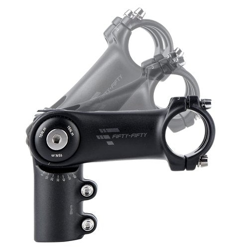 FIFTY-FIFTY Adjustable Alloy Bike Stem, 0-60 Degree Mountain Bike Riser Stem for 1-1/8 Steer Tube 31.8mm Handlebar, Fit for Most Bicycle, Road, MTB, E-MTB with 2 Hex Keys (Black, 110mm)