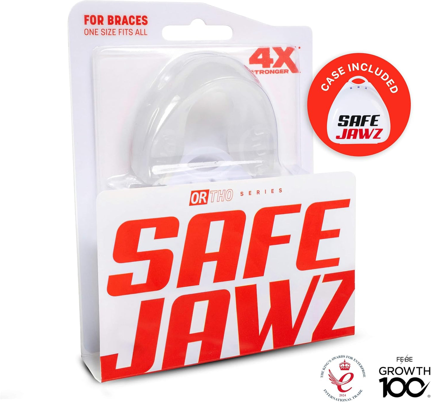 SAFEJAWZ Mouth Guard - Remoldable Upper & Lower Protection for Braces | Ideal for Football, Boxing & More (Transparent)