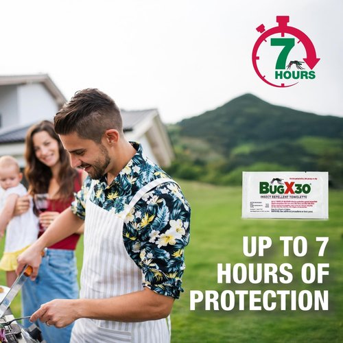 CoreTex Bug X 30 Mosquito & Tick Repellent Wipes - 30% DEET, 25 Single-Use Wipes for 7 Hours of Protection