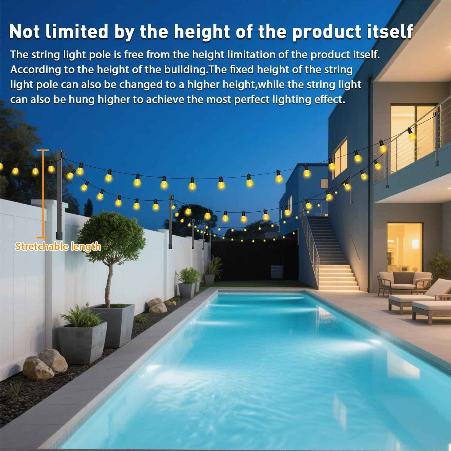 Mutovlin 4 Pack String Light Poles,2.8 Ft Light Poles for Outside String Lights,Outdoor Lights Pole with Fork,Metal Poles Stand for Patio Deck Backyard