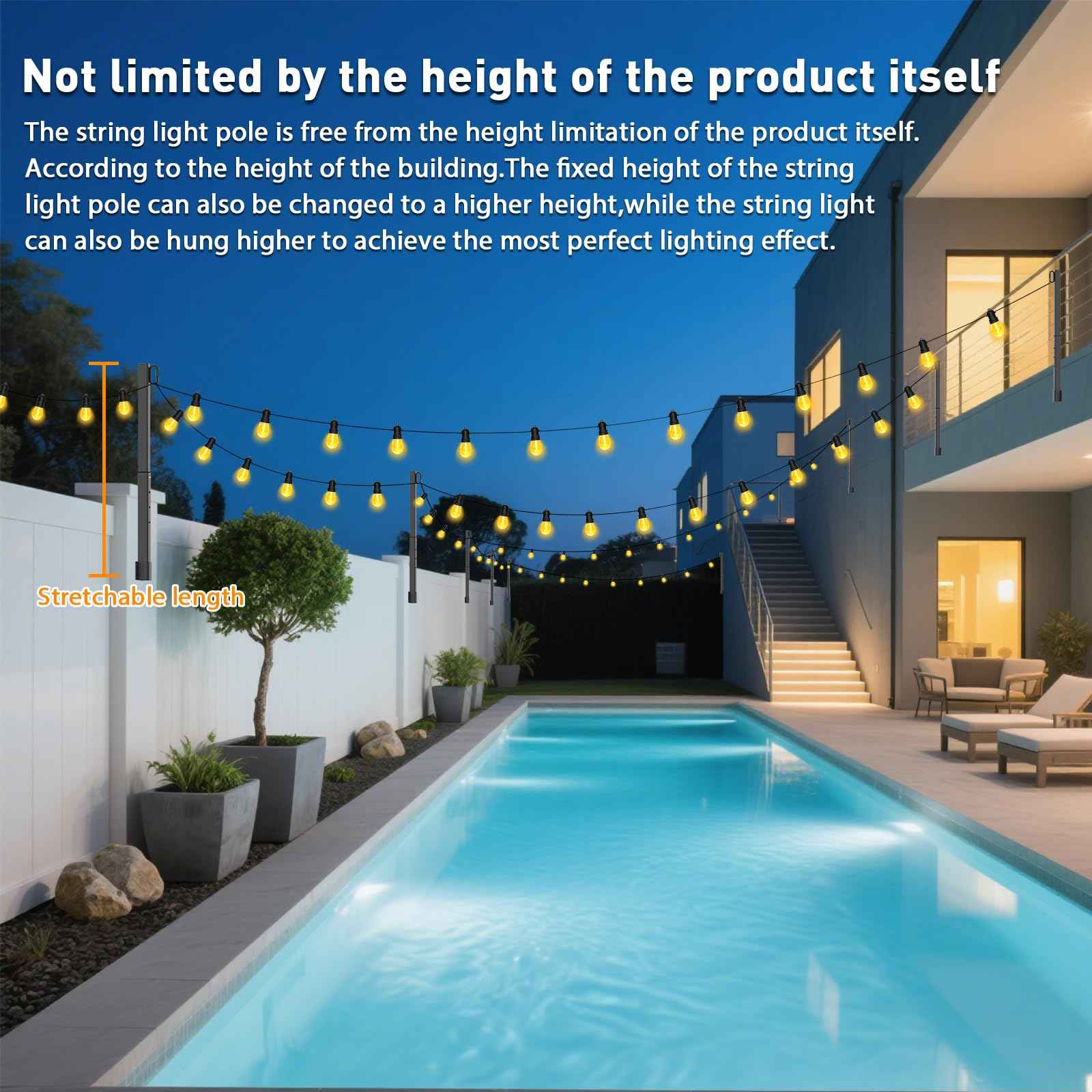 Mutovlin 4 Pack String Light Poles,2.8 Ft Light Poles for Outside String Lights,Outdoor Lights Pole with Fork,Metal Poles Stand for Patio Deck Backyard