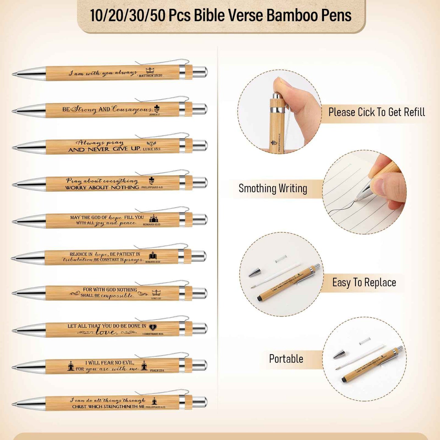 Spakon 20 Set Christian Gifts Bulk Church Gifts Religious Notebook Spiral Bible Verse Bamboo Pens Mini Bible Study Journal for Sunday School Employee Coworker Men Women (Brown)