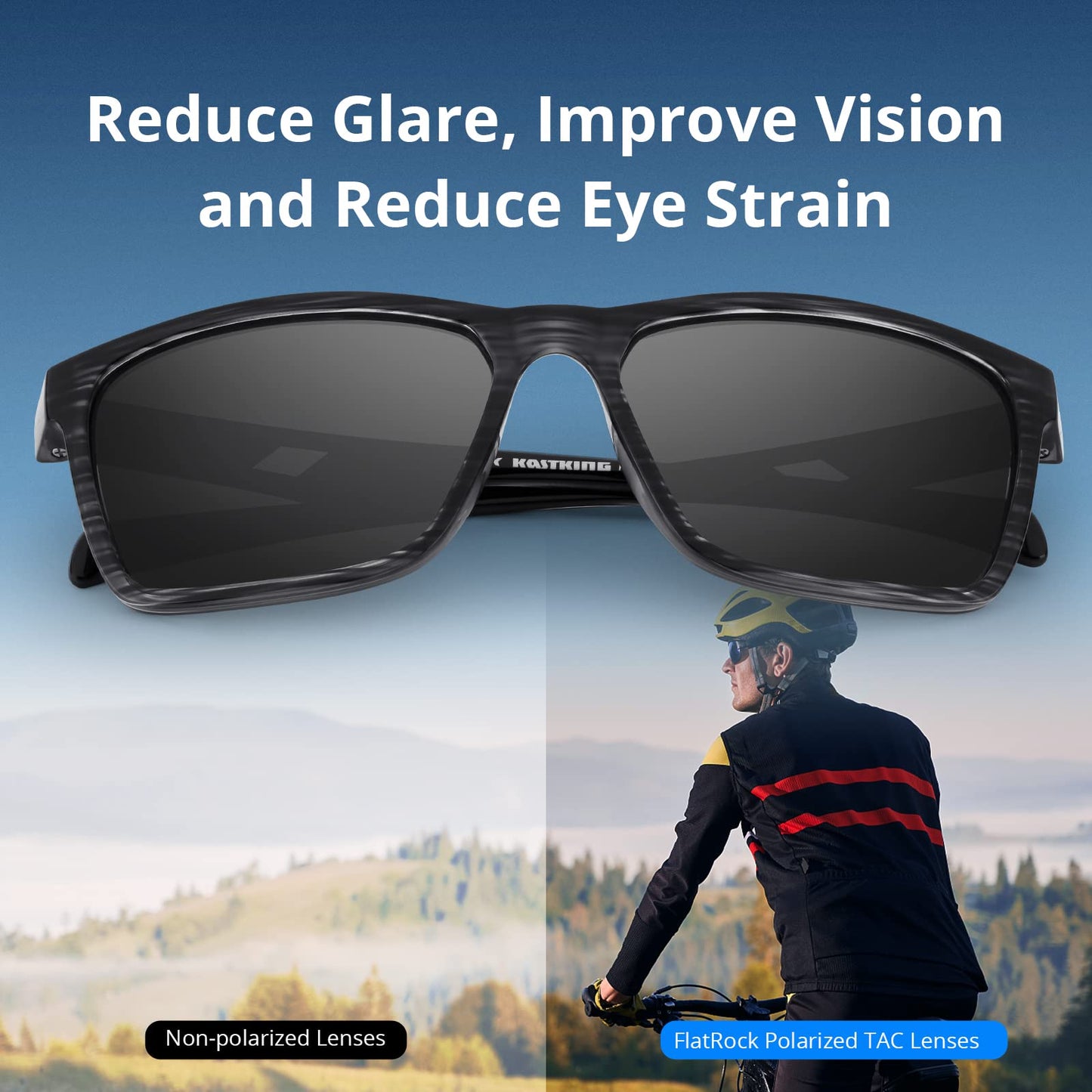 KastKing FlatRock Polarized Sport Sunglasses for Men and Women, Ideal for Driving Fishing Cycling Running, UV Protection