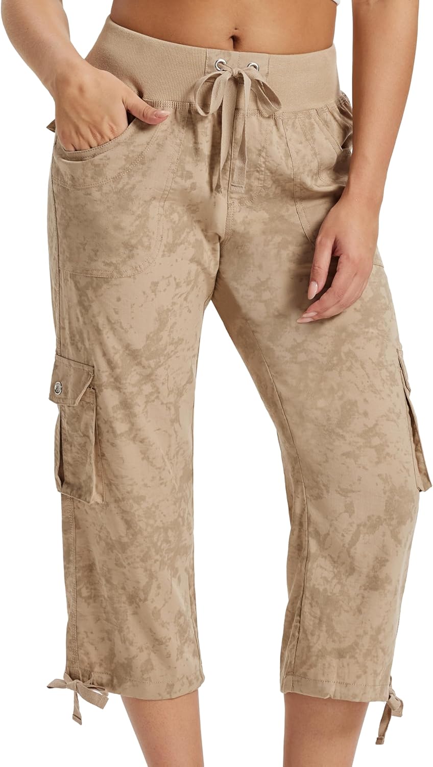 MoFiz Women's Capris - Lightweight Casual Cargo Pants with Pockets | Perfect for Hiking