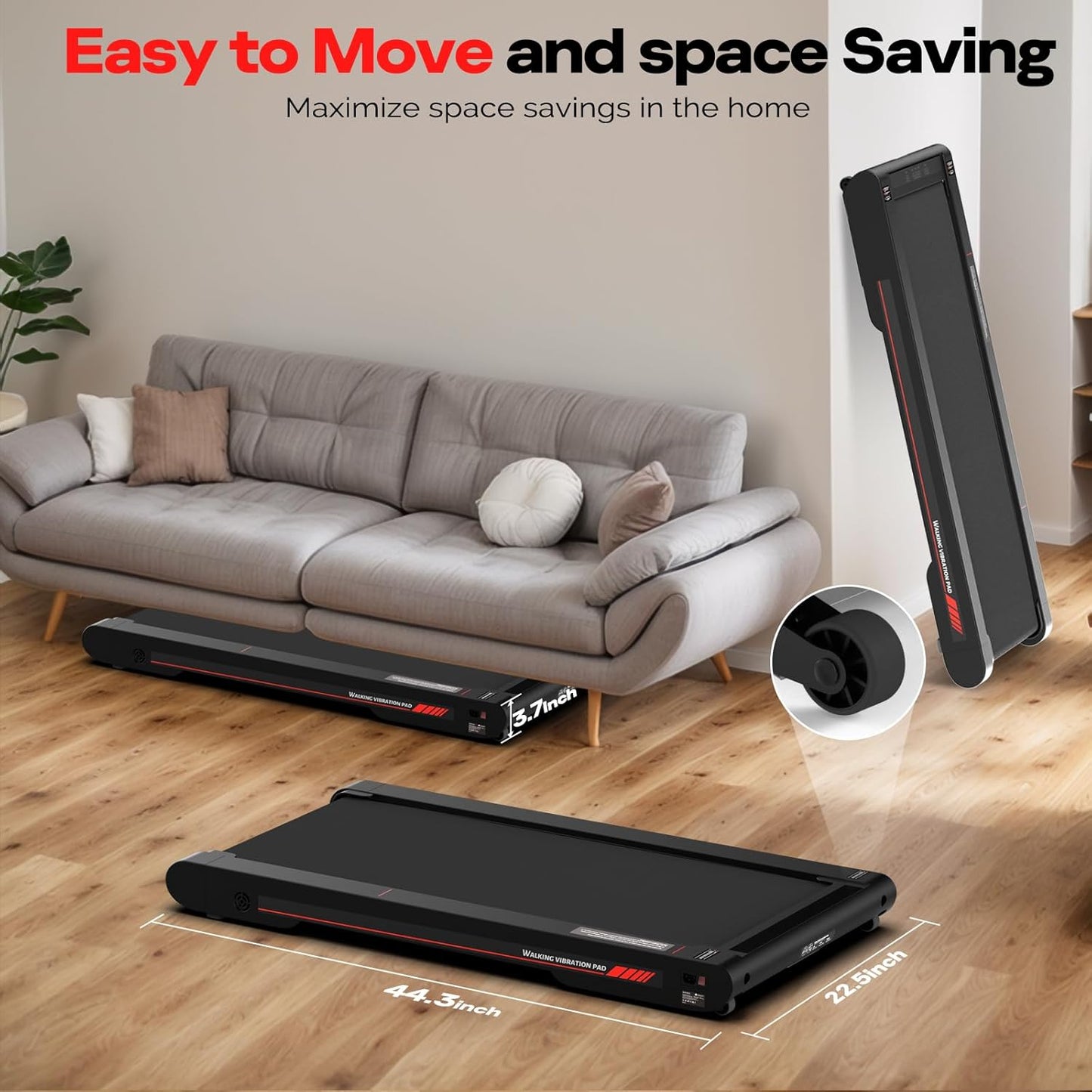 Sperax 3-in-1 Walking Treadmill Pad - Low Noise, Portable Under Desk Design with APP & Remote Control