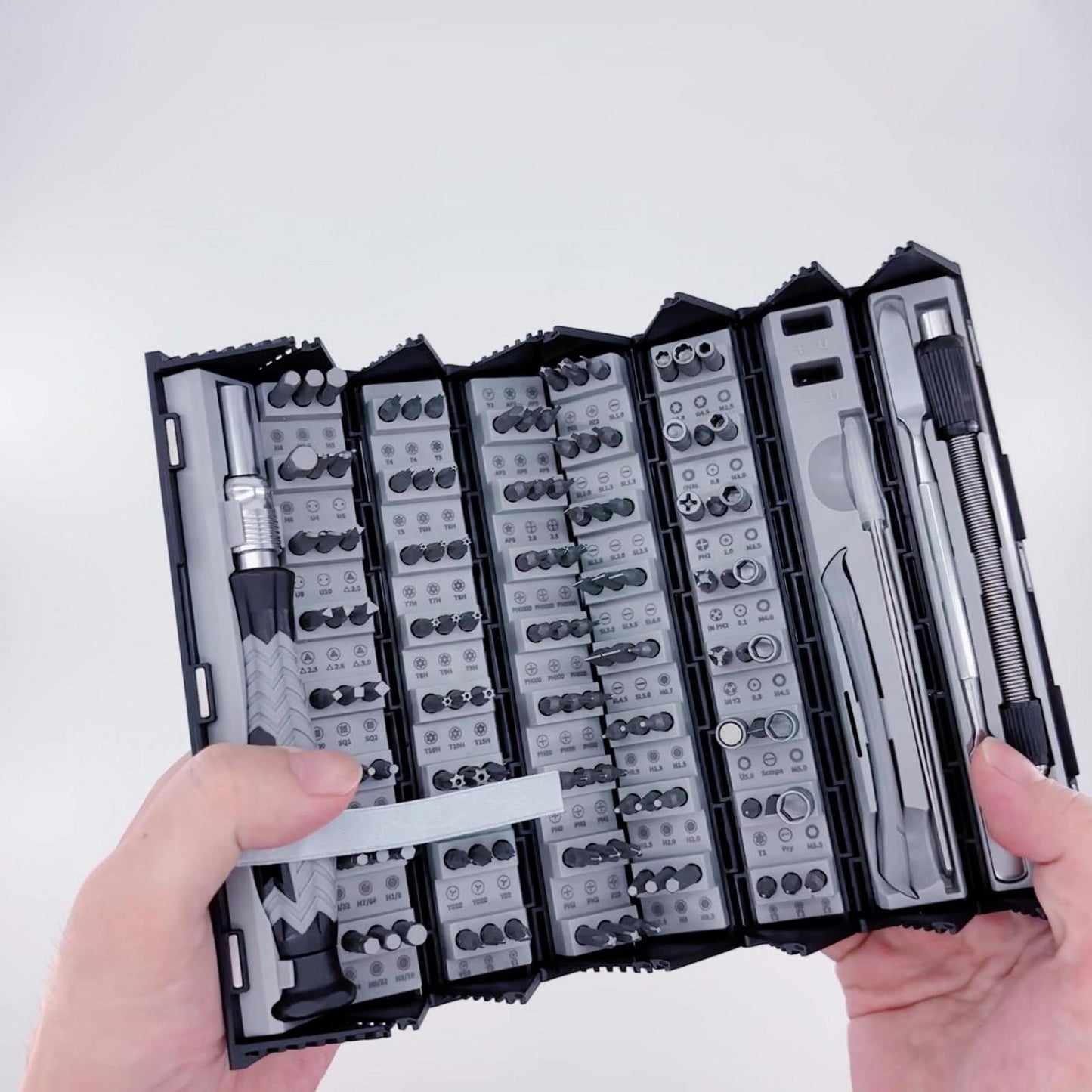 YitaiIns Mini Screwdriver Set 126 Magnetic CR-V Bits with Mechanical Reel Design, Ergonomic Anti-Slip Handle, Precision Tools for Laptops, Phones, Game Consoles, Watches, and Electronics