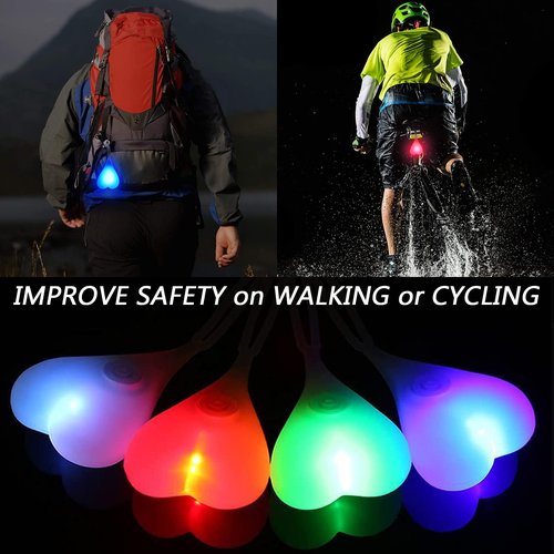 YUERWOVER Bike Balls Tail Light Silicone Cycling Creative Night Essential Reflectors Waterproof LED Warning Rear Light Heart Shaped Bicycle Seat Back Egg Lamp for Truck(Blue)