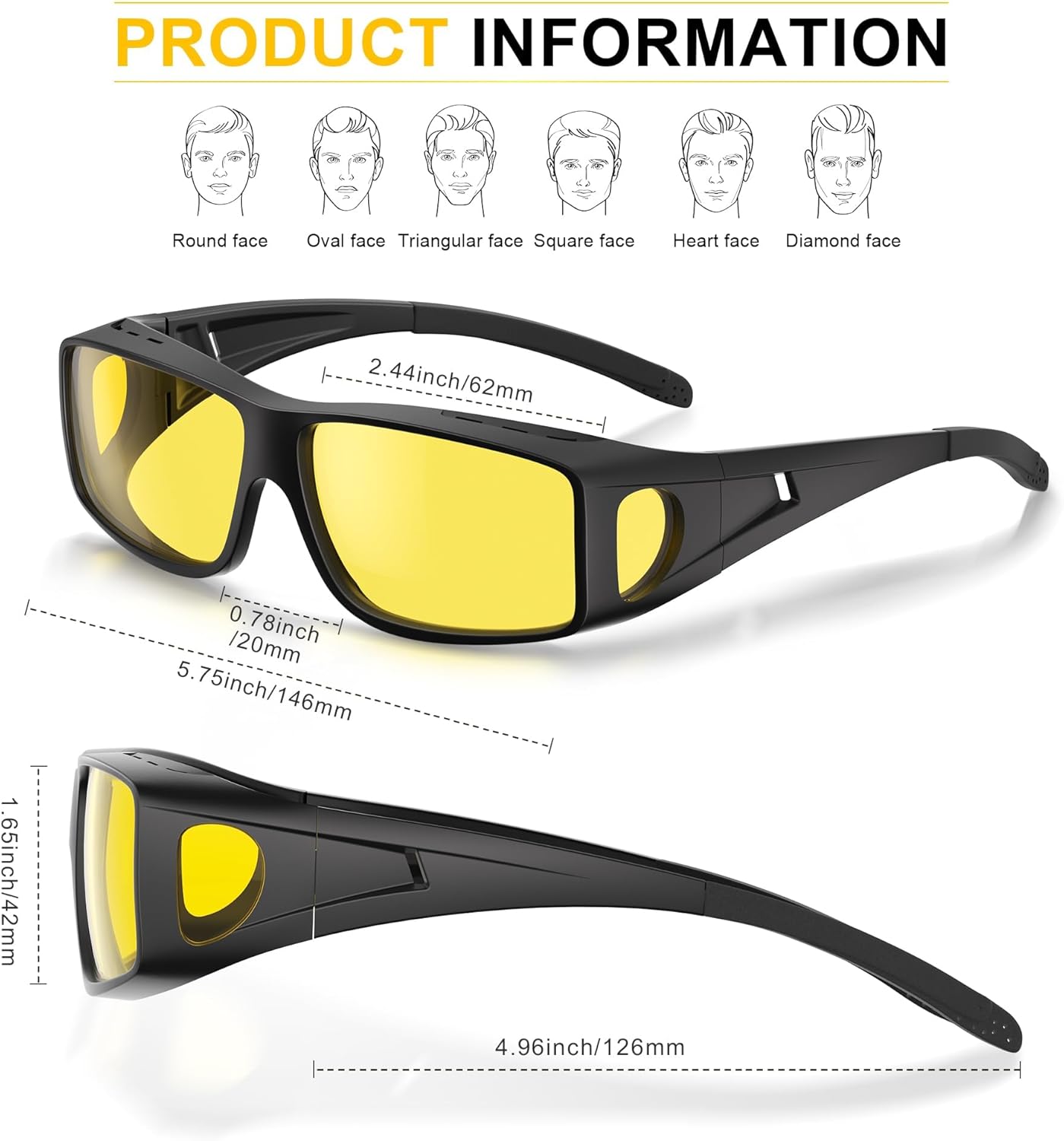 Skiennix Night Driving Glasses - HD Anti-Glare Wraparound Design for Enhanced Night Vision