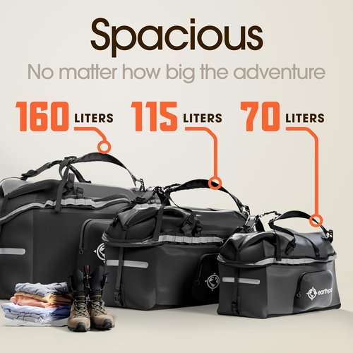 Earth Pak Waterproof Duffel Bag - Heavy-Duty 1680D TPU Dry Bag for Camping & Marine Use | Large Size with 8x8 Popout Pocket