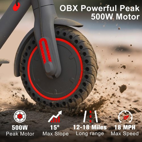 **Skiennix Electric Scooter - 500W Power, 18MPH, 12-18 Miles Range, Foldable Design, Dual Braking**
