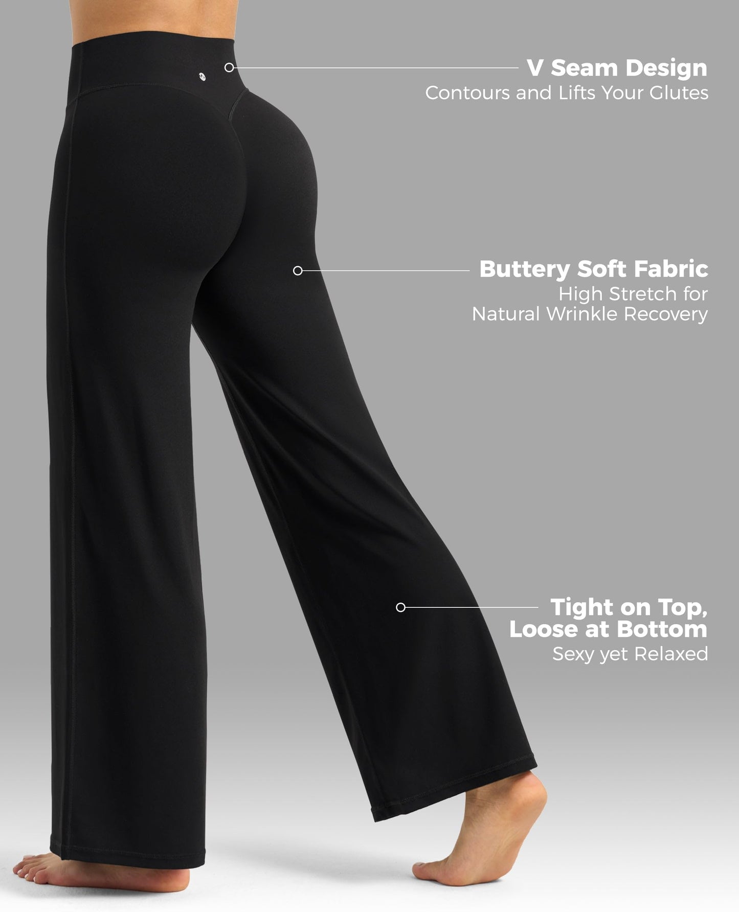 Willit Workout Gym Leggings for Women Straight Leg Bottoms Wide Leg Yoga Pants for Women High Waist Buttery Soft 29" Black M