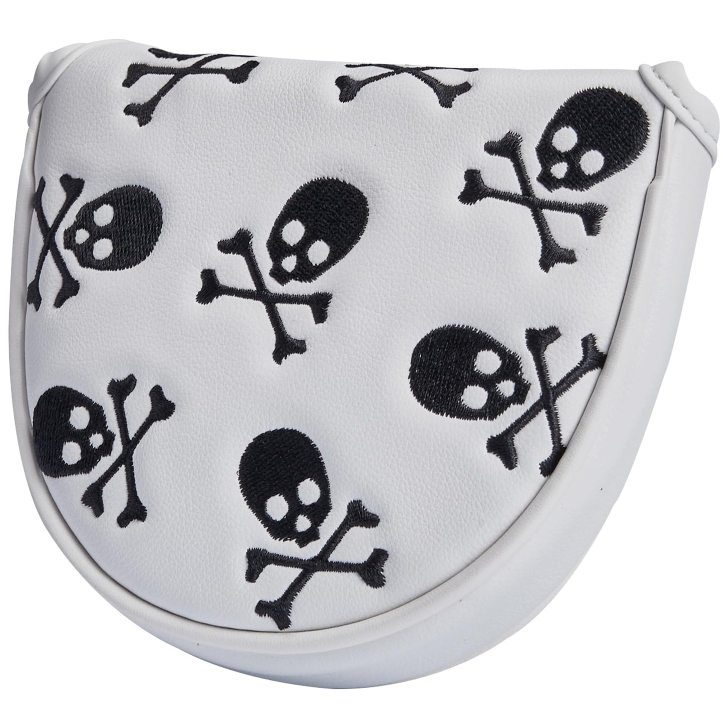 Gbourly Golf Club Skull Mallet Putter Cover Magnetic Closure Skeleton PU Leather Headcover,White